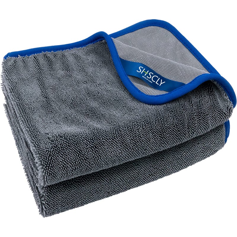 SHSCLY Microfiber Drying Towels for Cars Large Gray 33 x 29 Inches Pack of 2