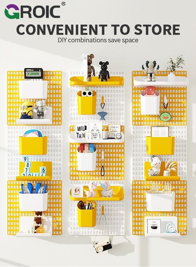 GROIC Pegboard Wall Organizer, 4PCS White Boards with Hooks and Shelves, Duty Peg Board for Walls Home, Garage Tool Storage, Office Organization, Craft Room, Kitchen, Pegboard Combination Kit - Image 3
