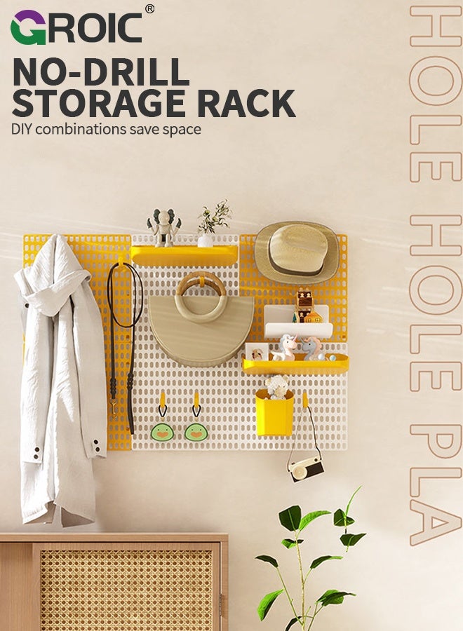 GROIC Pegboard Wall Organizer, 4PCS White Boards with Hooks and Shelves, Duty Peg Board for Walls Home, Garage Tool Storage, Office Organization, Craft Room, Kitchen, Pegboard Combination Kit - Image 2