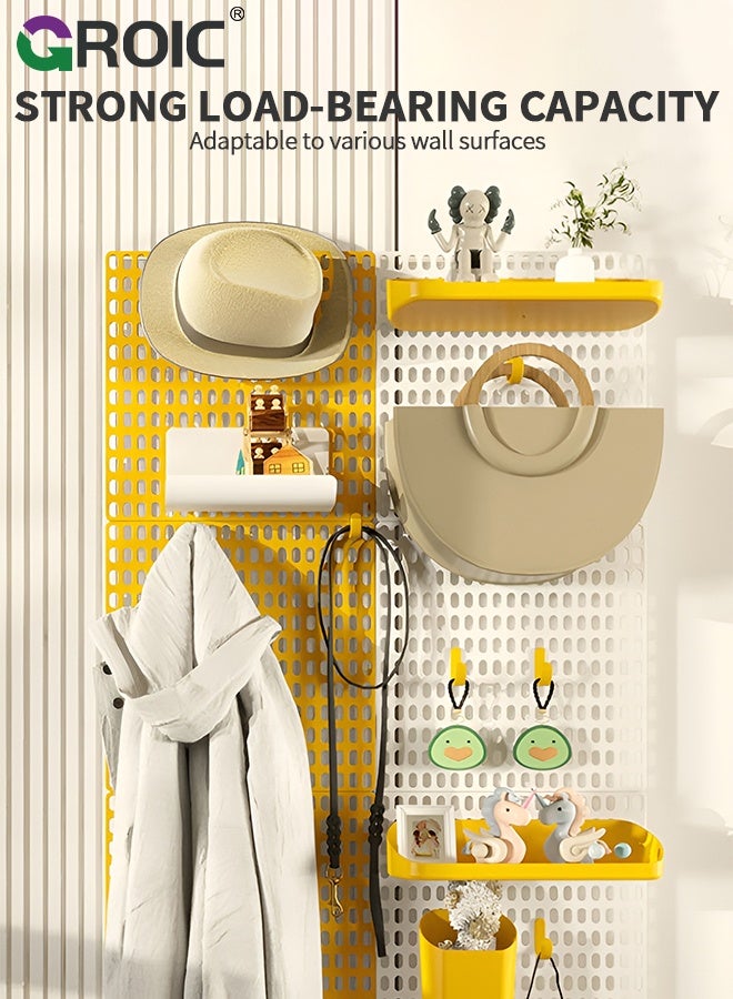 GROIC Pegboard Wall Organizer, 4PCS White Boards with Hooks and Shelves, Duty Peg Board for Walls Home, Garage Tool Storage, Office Organization, Craft Room, Kitchen, Pegboard Combination Kit - Image 4