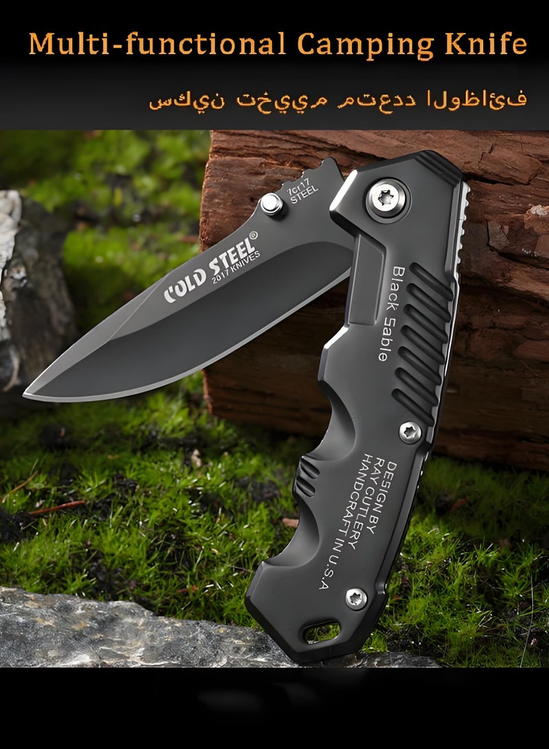 Laravel Stainless Steel Knife,Multi-functional Camping Knife,Outdoor Folding Pocket Knife,Cutting Wood,Climbing,Fishing,Disaster Prevention - Image 1