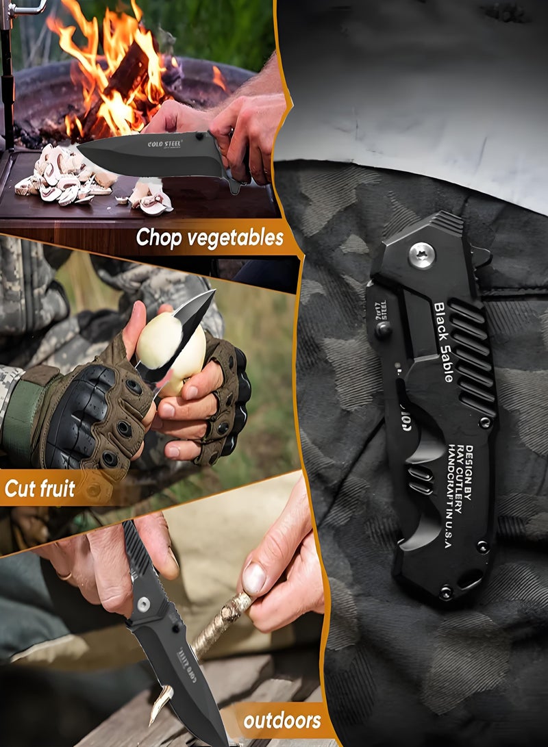 Laravel Stainless Steel Knife,Multi-functional Camping Knife,Outdoor Folding Pocket Knife,Cutting Wood,Climbing,Fishing,Disaster Prevention - Image 3