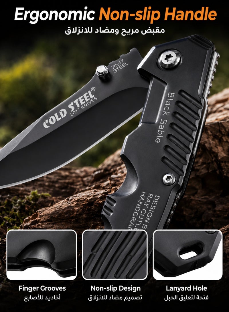 Cold Steel Stainless Steel Knife,Multi-functional Camping Knife,Outdoor Folding Pocket Knife,Cutting Wood,Climbing,Fishing,Disaster Prevention - Image 4