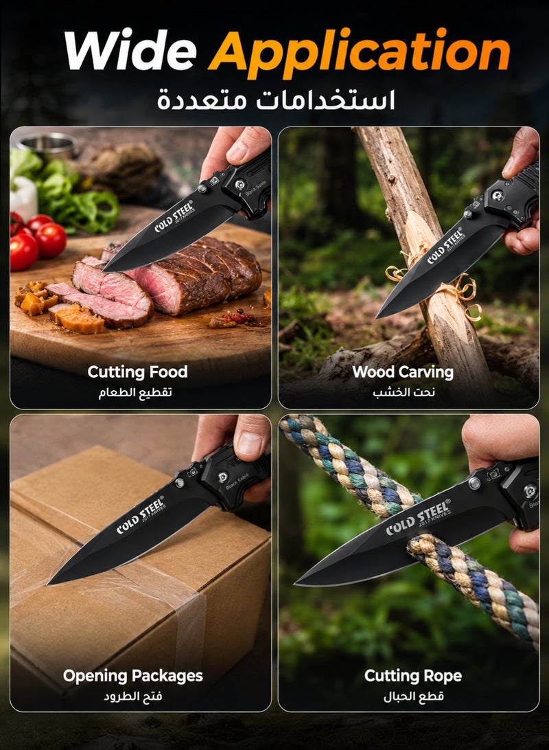 Cold Steel Stainless Steel Knife,Multi-functional Camping Knife,Outdoor Folding Pocket Knife,Cutting Wood,Climbing,Fishing,Disaster Prevention - Image 5