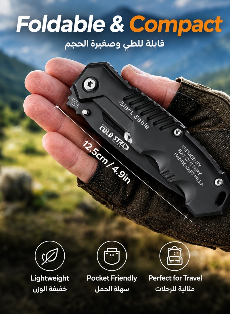 Cold Steel Stainless Steel Knife,Multi-functional Camping Knife,Outdoor Folding Pocket Knife,Cutting Wood,Climbing,Fishing,Disaster Prevention - Image 3