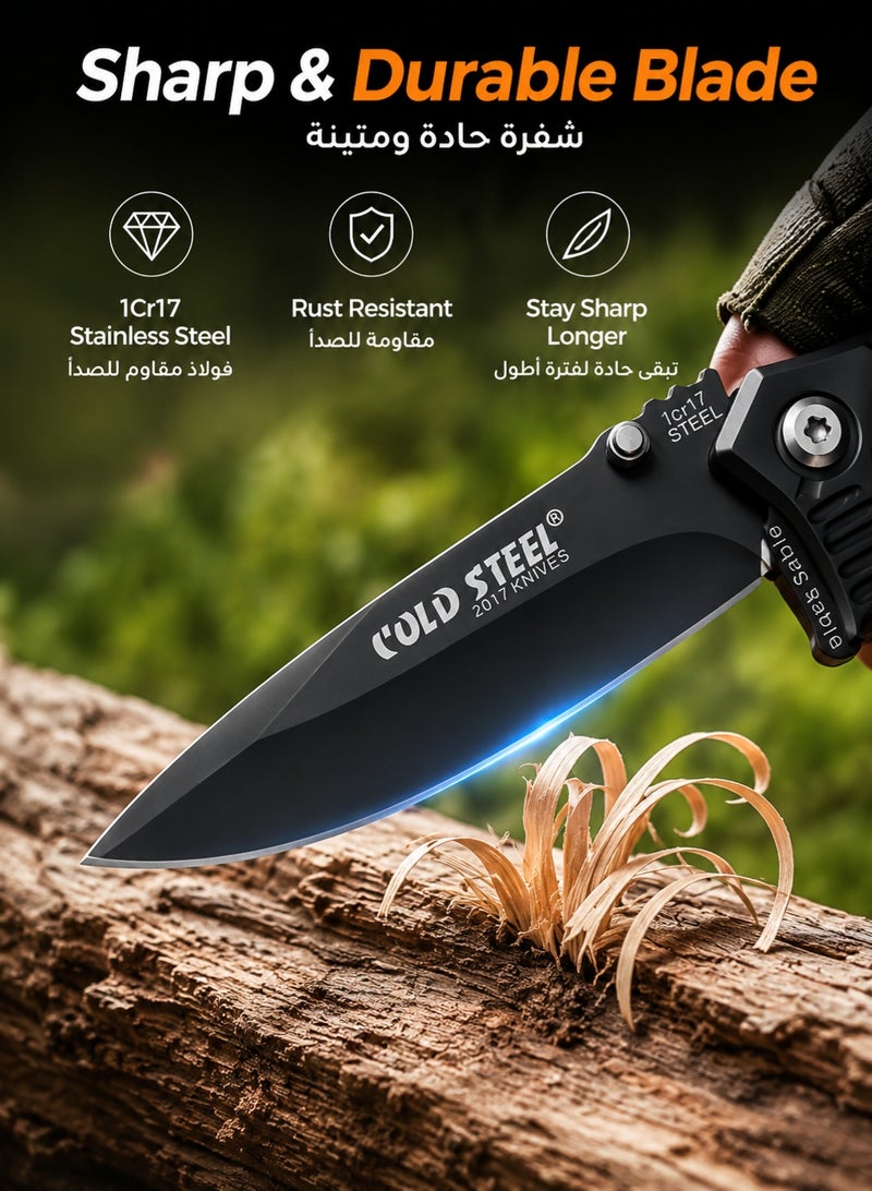 Cold Steel Stainless Steel Knife,Multi-functional Camping Knife,Outdoor Folding Pocket Knife,Cutting Wood,Climbing,Fishing,Disaster Prevention - Image 2