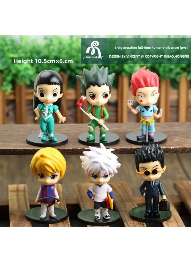 Full-time Hunter Hand-made Q Version Little Jiqi Xisuo Feitan Coola Leather Kama Qilei Ouli Decoration Doll-Color:3 Generation Full-time Hunter 6-Piece Set (PVC)  - Image 1
