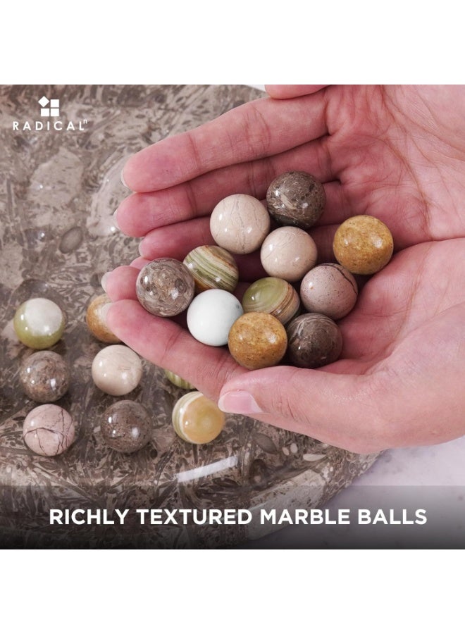 RADICALn Handmade Marble Solitaire Game 10 Inch Oceanic, Peg Solitaire Board Game with Marbles, Classic Marble Puzzle Game for Adults, Perfect for Tabletop, Home, Office, or Gift - Image 4