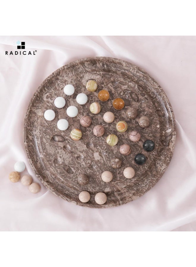 RADICALn Handmade Marble Solitaire Game 10 Inch Oceanic, Peg Solitaire Board Game with Marbles, Classic Marble Puzzle Game for Adults, Perfect for Tabletop, Home, Office, or Gift - Image 5