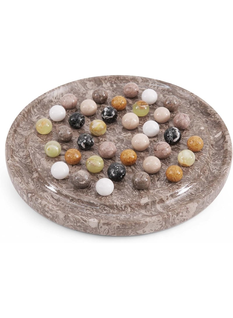 RADICALn Handmade Marble Solitaire Game 10 Inch Oceanic, Peg Solitaire Board Game with Marbles, Classic Marble Puzzle Game for Adults, Perfect for Tabletop, Home, Office, or Gift - Image 1
