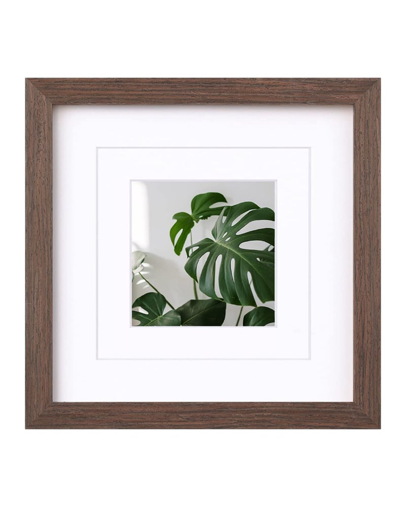 Egofine 8x8 Picture Frame Made of Solid Wood with Plexiglass  Display Pictures 4x4/6x6 with Mat or 8x8 Without Mat for Tabletop and Wall Mounting  Rustic Brown
