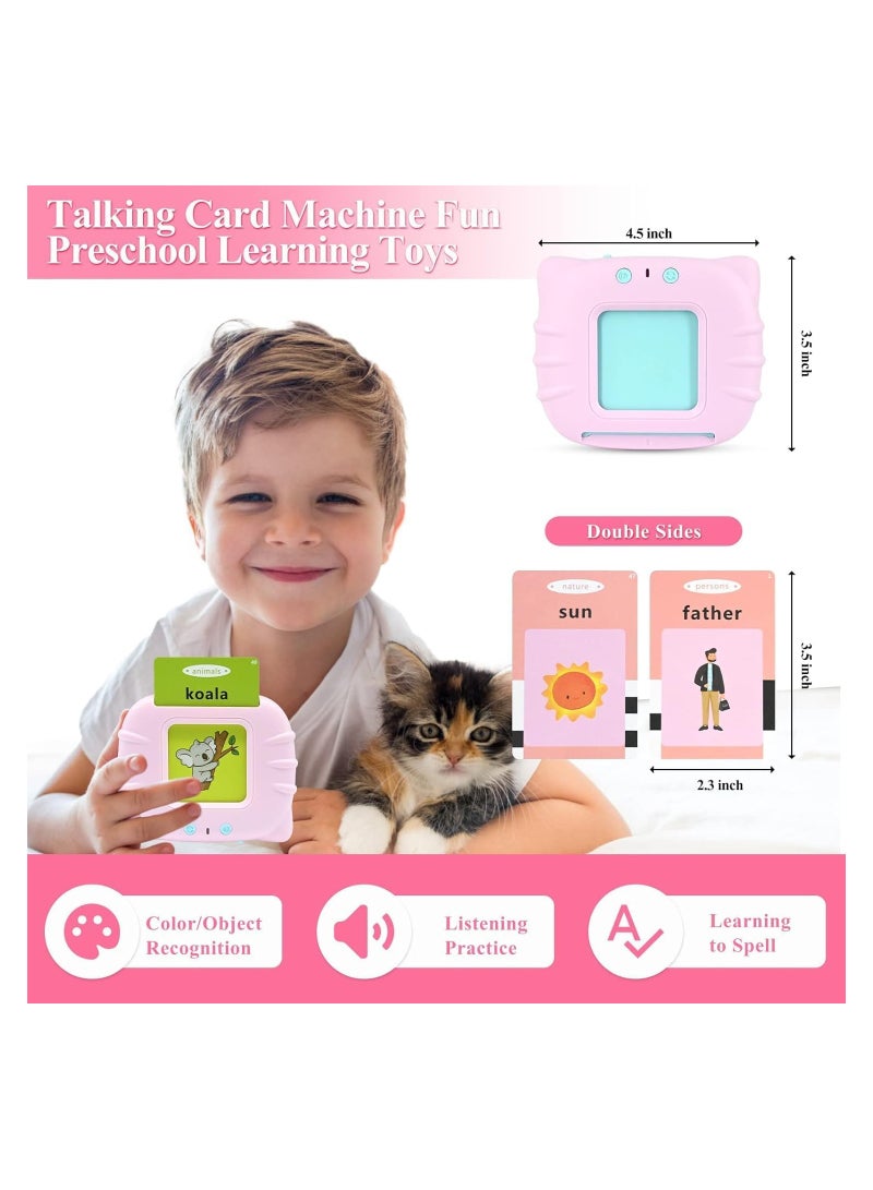 Flash Cards for Toddlers 2-4 Years, 112 Audible Talking Flash Cards 224 Words Educational Toys for 2 3 4 5 6 Year Old Boys Girls, Sight Words Flash Cards Kindergarten (Pink) - Image 2