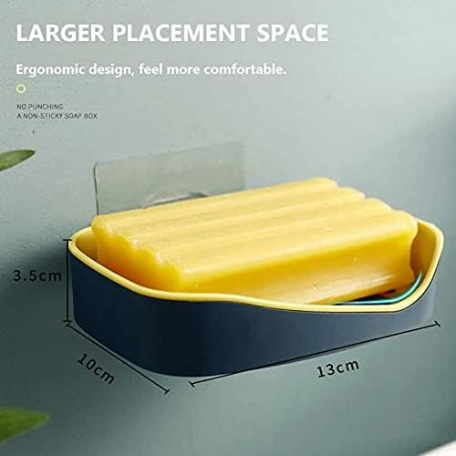 SHOPECOM Leak Proof Self Draining Double Layer Plastic Soap Stand Wave Wall Mounted Self-Adhesive Plastic Soap Dish Holder Organizer Rack for Shower, Kitchen Bathroom Multicolour (Pack of 1) - Image 2