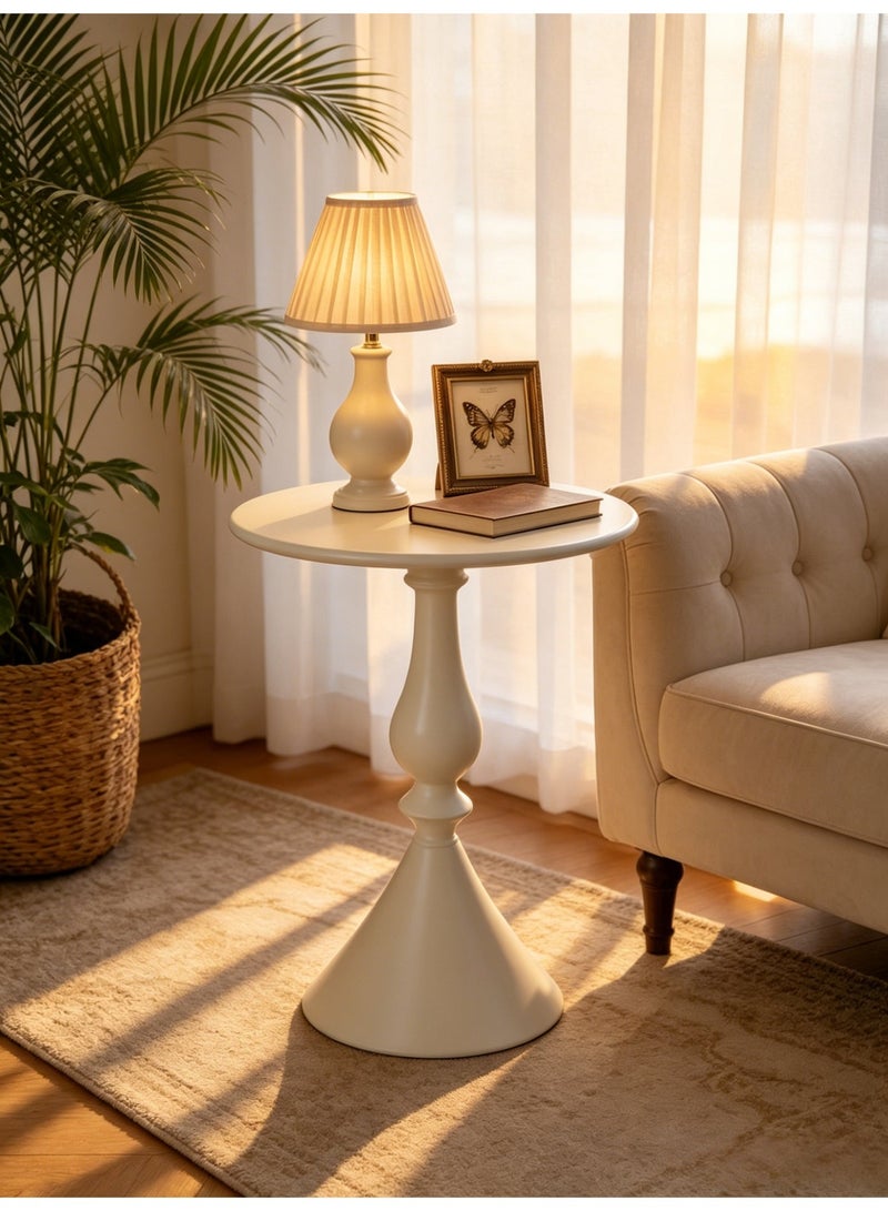 Shangxing Retro-style rust-proof round iron end table | Rust-proof iron living room side table | Modern small family coffee table | Bedroom bedside table | Suitable for garden, bedroom, living room, balcony - Image 1