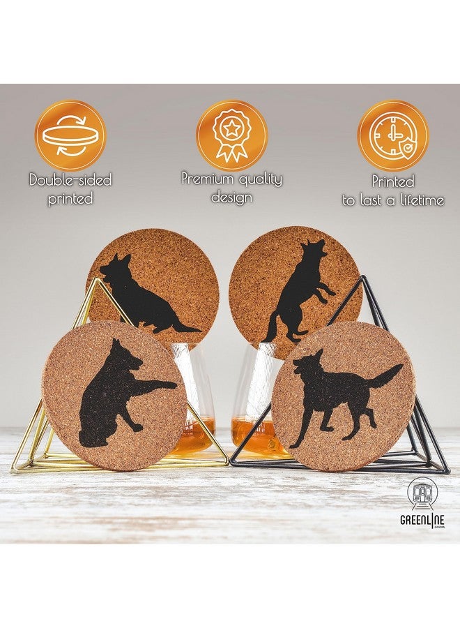 GreenLine Goods German Shepherd Lovers Cork Drink Coasters - Set of 4 With Protective Bottom | Dog Decor for Drinks | Great Gift Idea for Shepherd Moms & Dads - Image 3