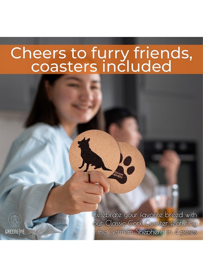 GreenLine Goods German Shepherd Lovers Cork Drink Coasters - Set of 4 With Protective Bottom | Dog Decor for Drinks | Great Gift Idea for Shepherd Moms & Dads - Image 2