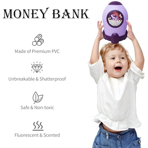 PARTEET Space Shape Gullak Money Bank with Number Code Lock | Secure Piggy Bank for Kids & Adults | Unique Coin Savings Box | Ideal Gift with Password Protection, Coin Box for Kids (Assorted Color) - Image 4