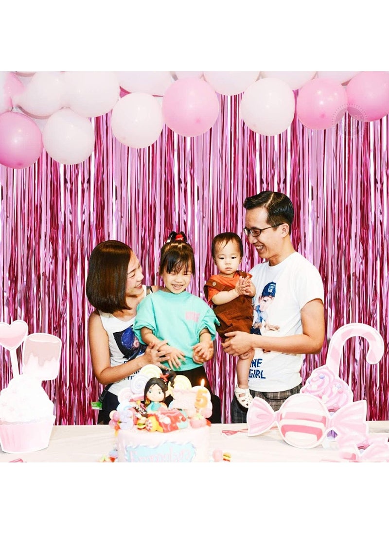 MARKQ Pink Foil Fringe Curtain | 1 x 2-meter Metallic Tinsel Streamers Party Backdrop for Halloween, Baby Shower, Wedding, Eid, Graduation, Birthday Party Decorations [Pack of 2]  - Image 3
