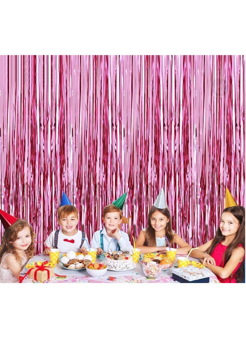 MARKQ Pink Foil Fringe Curtain | 1 x 2-meter Metallic Tinsel Streamers Party Backdrop for Halloween, Baby Shower, Wedding, Eid, Graduation, Birthday Party Decorations [Pack of 2]  - Image 4