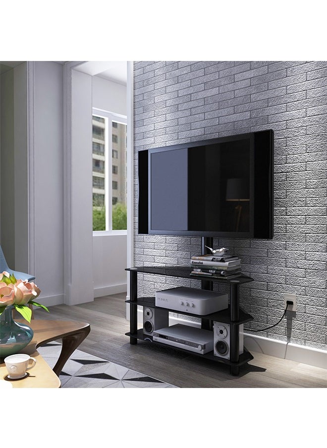 FlashHawk Universal Floor TV Stand with 3 Tier Storage Tempered Glass Shelves and Height Adjustable TV Stand for 32-55 inch Screen TVs  - Image 2