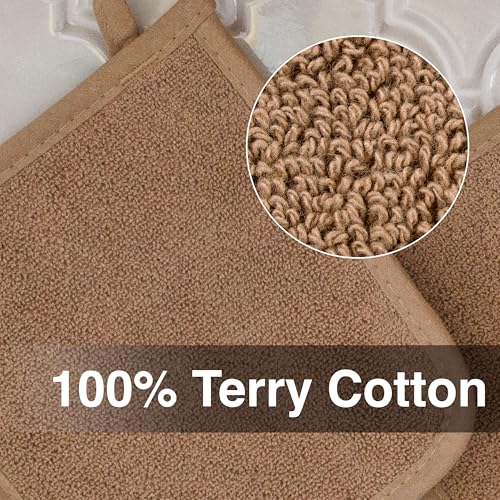 RITZ Terry Potholder & Hot Pad: Unparalleled Heat Resistant, Durable 100% Cotton – Ergonomically Designed for Optimal Grip – Easy-Care Machine Washable – 4-Pack, Mocha Brown - Image 2