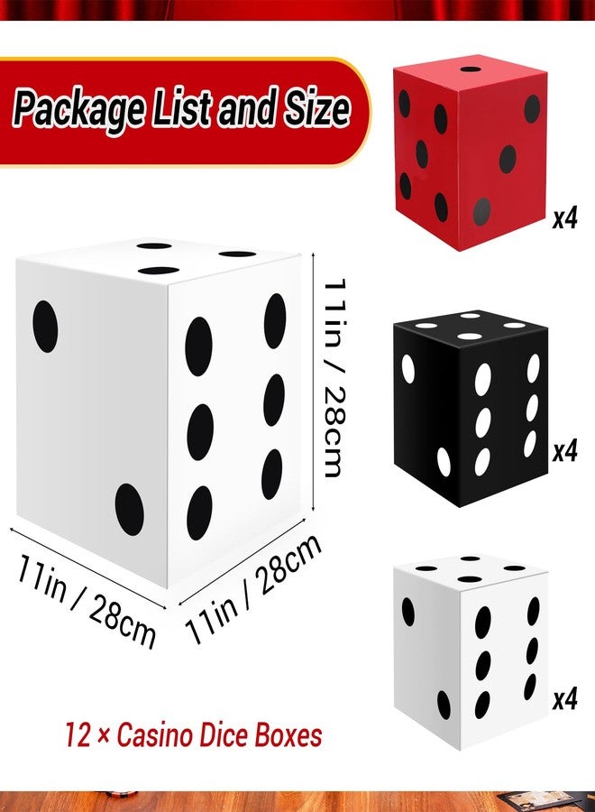 HYMENEX 12 Pcs Large Casino Dice Boxes, HYMENEX Casino Theme Party Decorations 11 inch Jumbo Giant Vegas Dice Box for Las Vegas Themed Night Game Night Graduation Prom Birthday Party Supplies (Multicolor) - Image 2