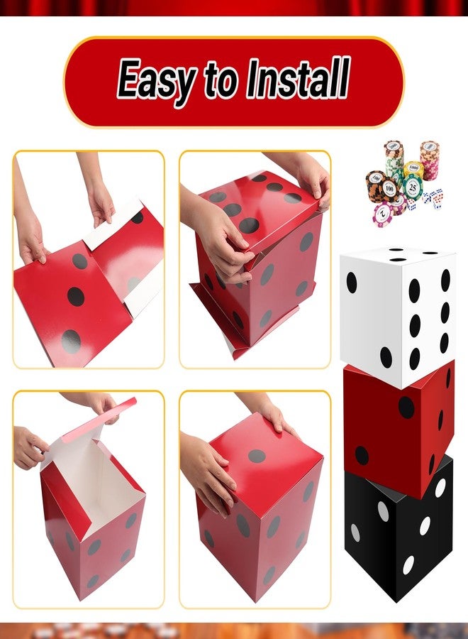 HYMENEX 12 Pcs Large Casino Dice Boxes, HYMENEX Casino Theme Party Decorations 11 inch Jumbo Giant Vegas Dice Box for Las Vegas Themed Night Game Night Graduation Prom Birthday Party Supplies (Multicolor) - Image 3