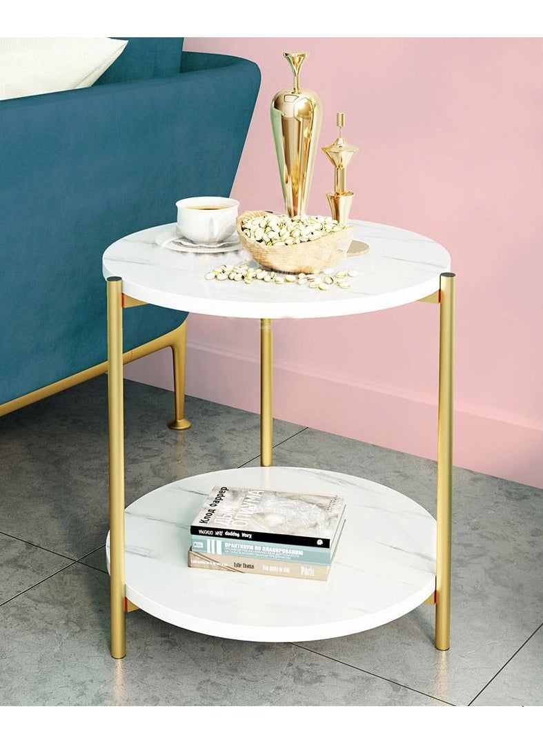 Generic Metal bedside coffee table end side table desk nordic marble glass home sofa tables light luxury living room side table  - Image 3