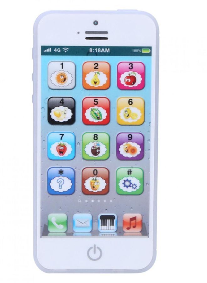 Learning Phone Toy Baby English Learning Machine with 8 functions Music Light Touch Screen Mobile Phone Toy Early Child Development White  - Image 1