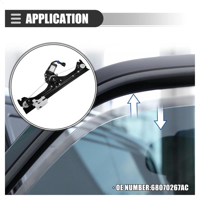 Front Left Right Window Regulator Assembly Compatible for Fiat 500 1.4L 2012-2019 No.68070267AC 68070266AC(Front Right) - Image 3