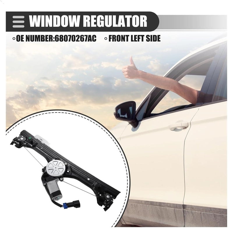 Front Left Right Window Regulator Assembly Compatible for Fiat 500 1.4L 2012-2019 No.68070267AC 68070266AC(Front Right) - Image 2
