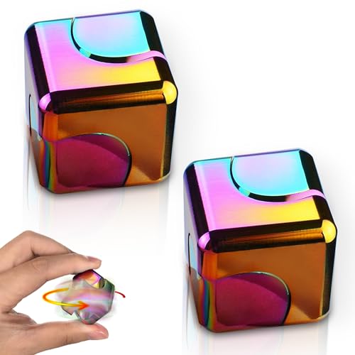 Dr.Kbder 2 Pc Fidget Spinner Toys Cube Adults Easter Basket Stuffers for Teens Metal EDC Cool Desk Gadgets Office Toys Small Anxiety Figette Sensory Toy ADHD Tool Fingears Figet Stress Valentine Gift For Boy - Image 1