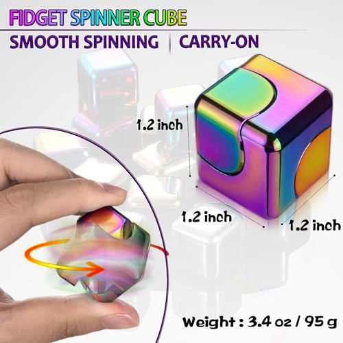 Dr.Kbder 2 Pc Fidget Spinner Toys Cube Adults Easter Basket Stuffers for Teens Metal EDC Cool Desk Gadgets Office Toys Small Anxiety Figette Sensory Toy ADHD Tool Fingears Figet Stress Valentine Gift For Boy - Image 5