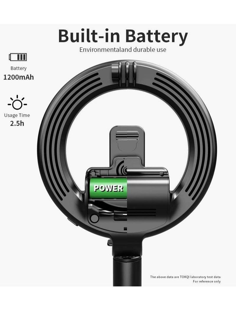 L07 Selfie Stick Foldable Handheld Remote Shutter Tripod with 5-inch LED Ring Light for Live Stream - Image 3