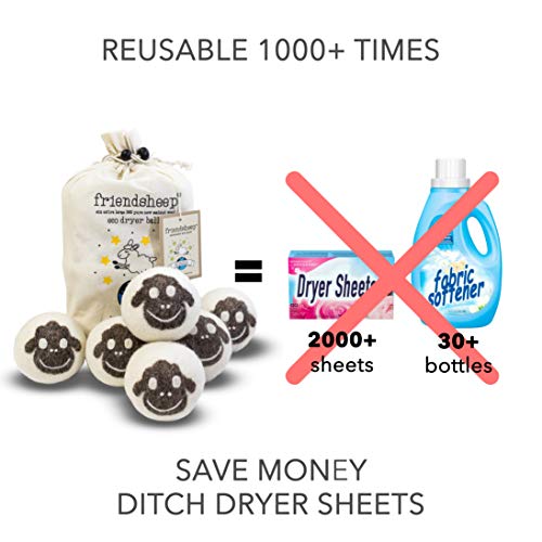 Friendsheep Wool Dryer Balls, Organic Reusable Fabric Softener Alternative for Laundry, Handmade, Fair Trade, Hypoallergenic, Eco-Friendly, Plastic-Free (6 Pack XL – Sheep Flock of Friends) - Image 2