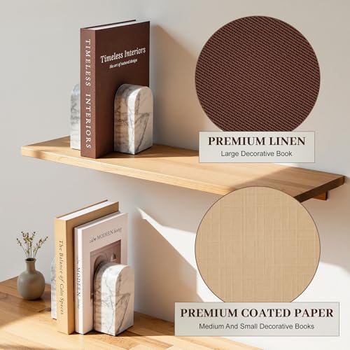 JARLINK Beautiful Decorative Books, Set of 3 Stackable Fake Books for Coffee Table, Shelf & Mantel Decor - Modern Home Decoration with Hidden Storage for Photos, Keepsakes & Living Room Styling, Brown - Image 4