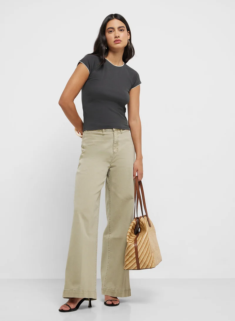 MANGO Cotton T-Shirt With Contrasting Trim