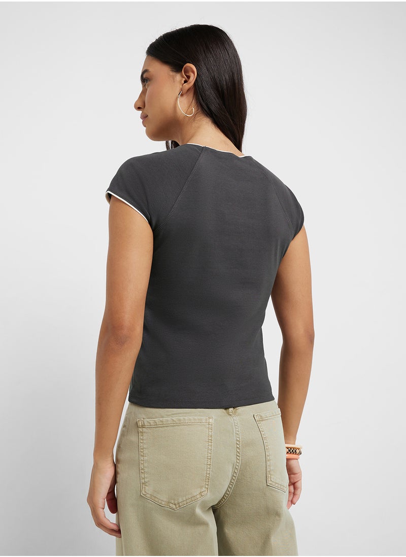 MANGO Cotton T-Shirt With Contrasting Trim  - Image 2