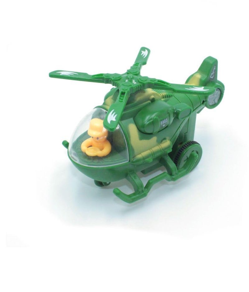 PLUSPOINT Helicopter Toy Friction Powered Push and go Mini Army Toys,Pretend Play with Rotating Wings Military Helicopter for Kids - Image 4