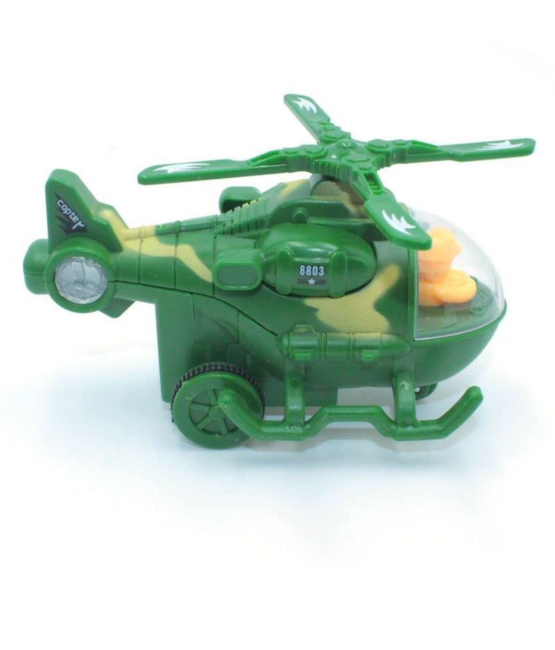 PLUSPOINT Helicopter Toy Friction Powered Push and go Mini Army Toys,Pretend Play with Rotating Wings Military Helicopter for Kids - Image 5