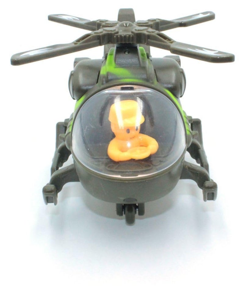 PLUSPOINT Helicopter Toy Friction Powered Push and go Mini Army Toys,Pretend Play with Rotating Wings Military Helicopter for Kids - Image 2
