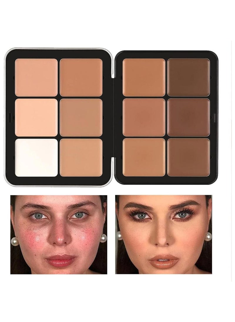 Generic - Creamy concealer professional corrector palette foundation with 12 colors full coverage makeup that lasts long designed to reduce dark circles under the eyes acne blemishes and redness - Image 1