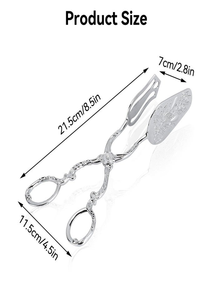 Agatige 2PCS 9in Vintage Salad Tong for Serving, Zinc Alloy Silver Food Serving Tongs Salad Steak Clip Buffet Tongs for Buffet Catering Bread BBQ, 8.5x4.5in (2PCS) - Image 4