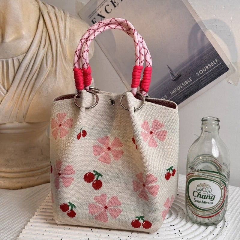Knitted Cartoon Tote Bag for Women, Large Capacity - Image 4