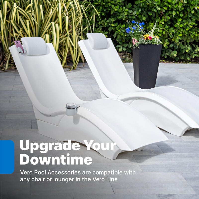 Step2 Vero Pool Lounger Accessories, Poolside Pillow, Cup Holder, Phone Holder, Compatible with Vero Collection, Waterproof, Indoor/Outdoor Use, Made of Durable Plastic, Gray - Image 2