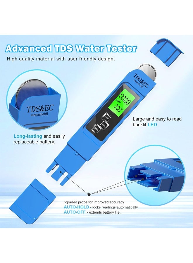 PULUZ New 4 in 1 Tds Meter Digital Water Tester -TDS EC & Temperature(°C,°F) Meter, Accurate & Reliable Digital Water Testing Kits for Drinking Water, RO/DI System,Aquarium etc - Image 2