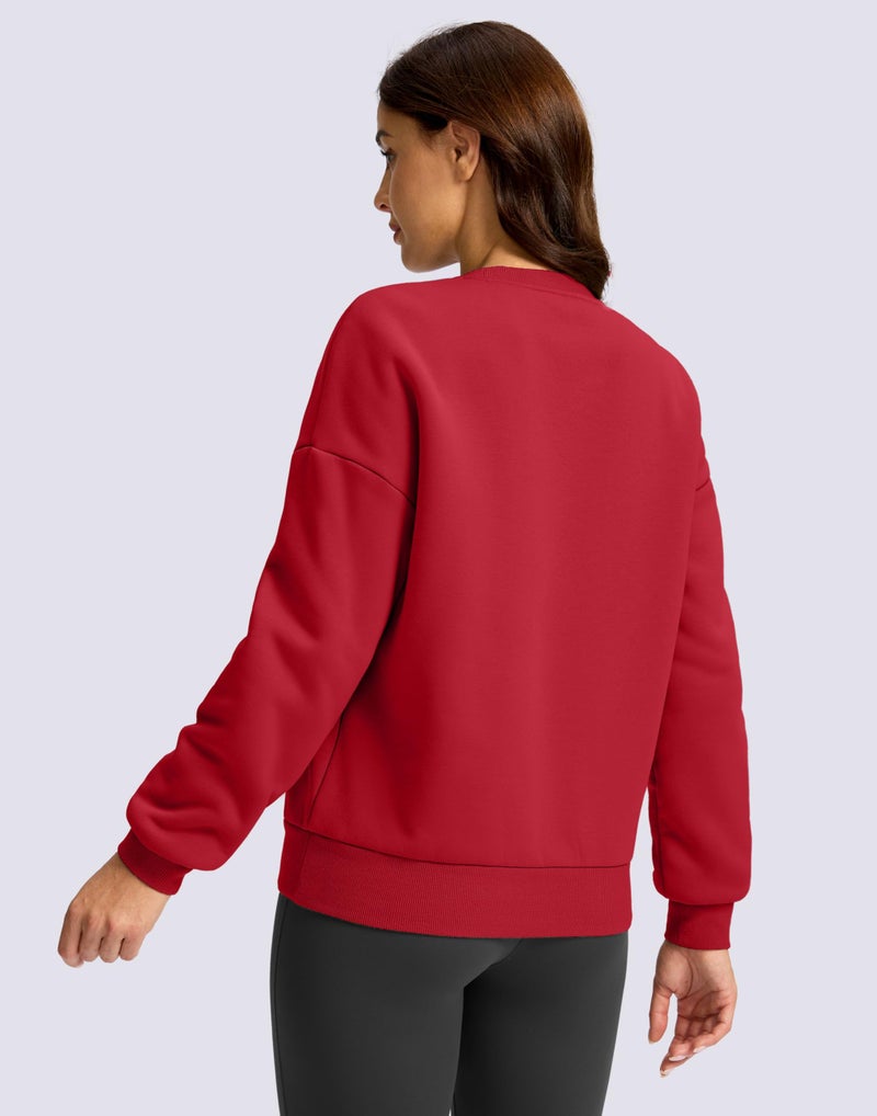 SANTINY Women's Fleece Sherpa Lined Sweatshirt Warm Winter Pullover Sweaters Cozy Thick Crewneck Sweatshirts with Pockets (Red_S) - Image 5