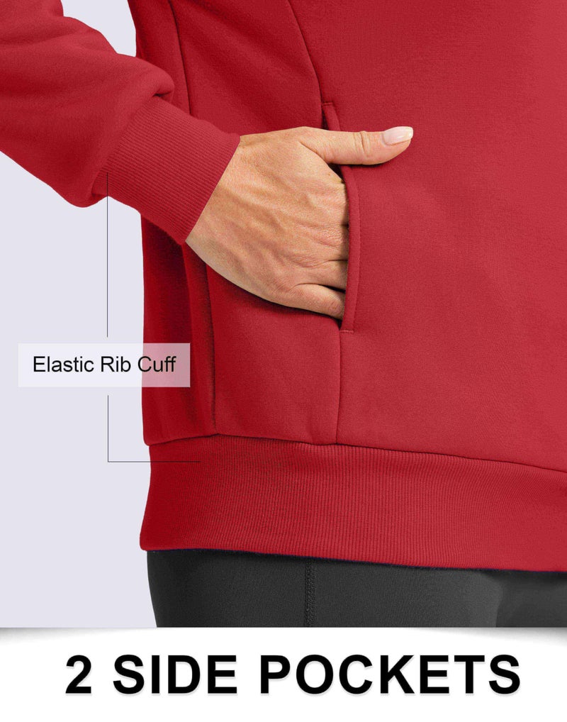 SANTINY Women's Fleece Sherpa Lined Sweatshirt Warm Winter Pullover Sweaters Cozy Thick Crewneck Sweatshirts with Pockets (Red_S) - Image 2