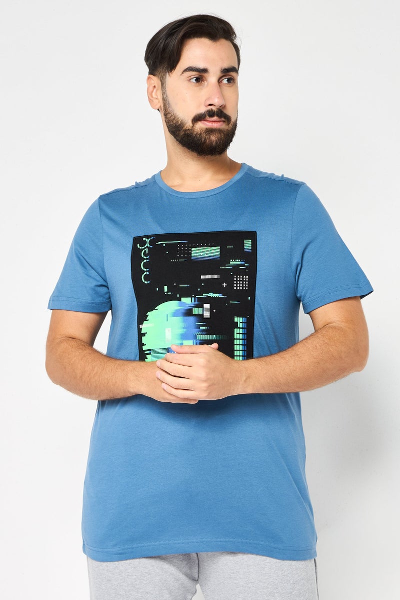 PUMA One8 Men Slim Fit Short Sleeves Graphic Print Outdoor T-Shirt, Blue - Image 1