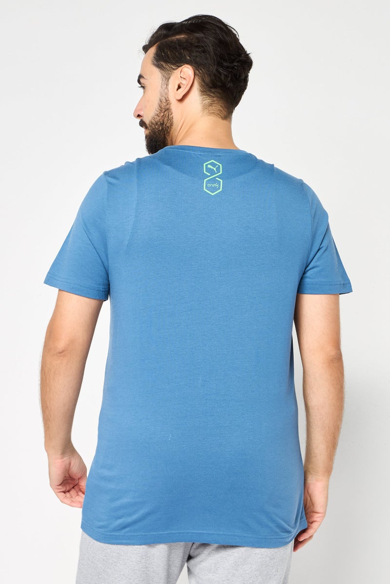 PUMA One8 Men Slim Fit Short Sleeves Graphic Print Outdoor T-Shirt, Blue - Image 4